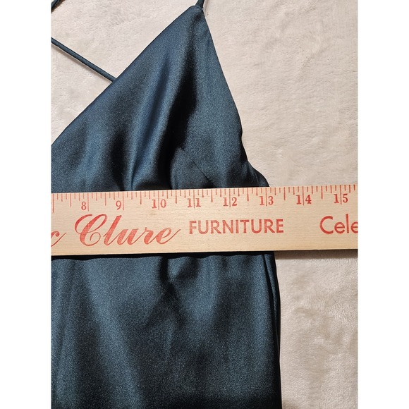 Zara Satin Slip Dress Teal Green XS Criss Cross Back Spaghetti Strap Long - Picture 13 of 13